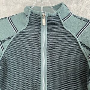 Smartwool Dacono Ski Full-Zip Sweater Green Wool Geometric Women XSmall